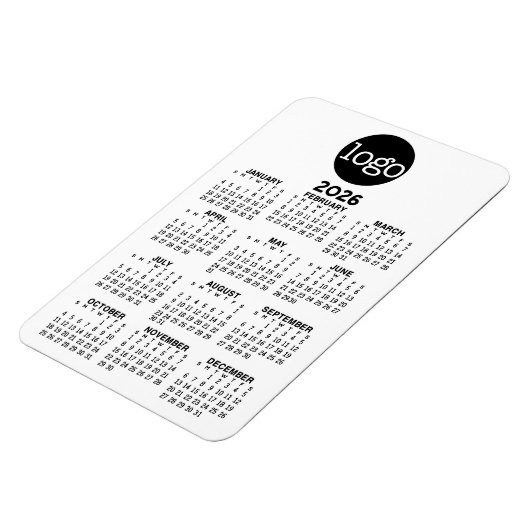 Kalender 2024 met Logo Basic Zwart Wit Minimaal Magneet (Linkerzijde)