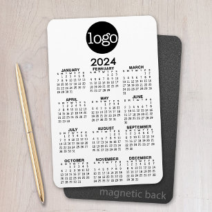 Kalender 2024 met Logo Basic Zwart Wit Minimaal Magneet