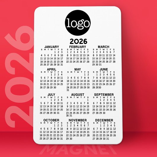 Kalender 2024 met Logo Basic Zwart Wit Minimaal Magneet