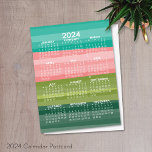 Kalender 2024 - modern abstract streeppatroon briefkaart<br><div class="desc">Een kalender van 2024 met een trendy abstract landschap. Voor gevorderde gebruikers kunt u naar het geavanceerde ontwerpgebied gaan en de kleuren van de kalender wijzigen.</div>