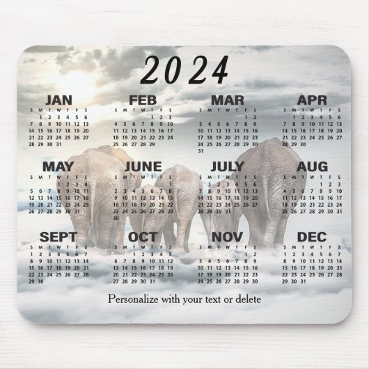 Kalender 2024 - Olifant Butt familie Muismat (Voorkant)