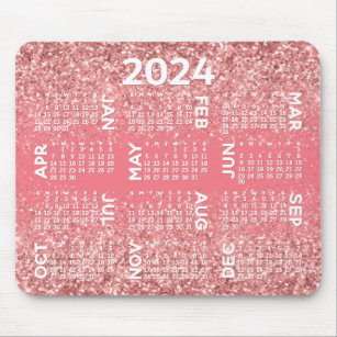 Kalender 2024 - roze glitterprint muismat
