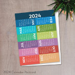 Kalender 2024 - vol jaar - funky kleurrijke maande briefkaart<br><div class="desc">Een moderne abstracte, funky 12 maanden kalender met kleurrijke wiggen en een leuk design. Deze kalender is een niet-traditioneel ontwerp met gestapelde maanden op kleurenblokken. Een zeer nuttig en noodzakelijk item om te gebruiken in de kantoor of thuis. Een kleurrijke en opvallende look voor uw huis, kantoor of wachtkamer. Dit...</div>
