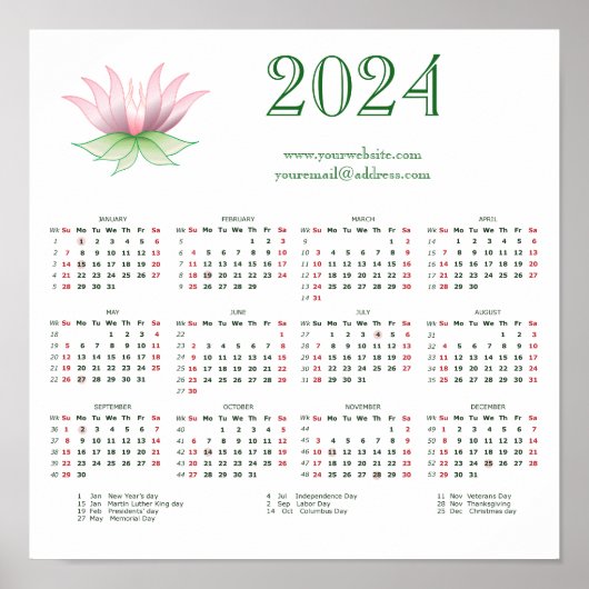 Kalender 2024 voor bedrijven poster (Voorkant)