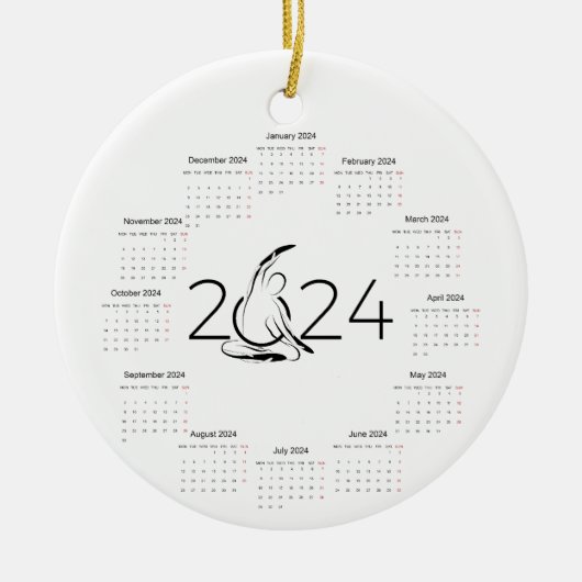 Kalender 2024 voor Pilates instructeur Keramisch Ornament (Voorkant)