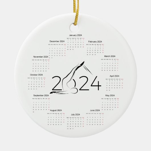 Kalender 2024 voor Pilates instructeur Keramisch Ornament (Voorkant)
