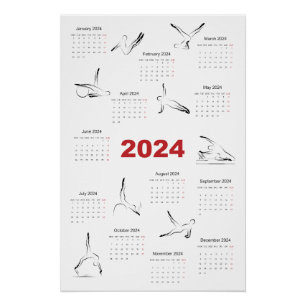 Kalender 2024 voor Pilates instructeur Perfect Poster