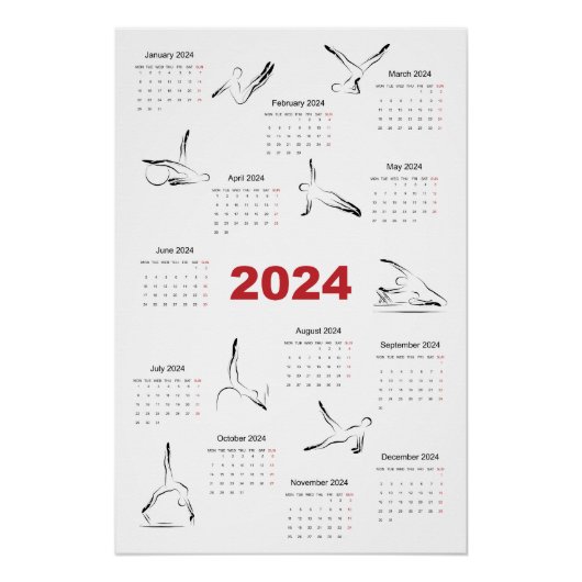 Kalender 2024 voor Pilates instructeur Perfect Poster (Voorkant)