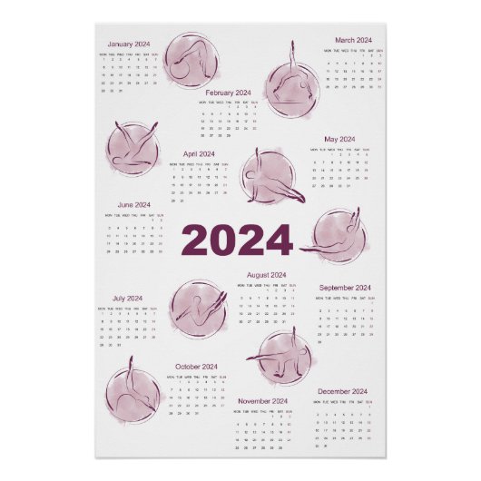 Kalender 2024 voor Pilates instructeur Perfect Poster (Voorkant)