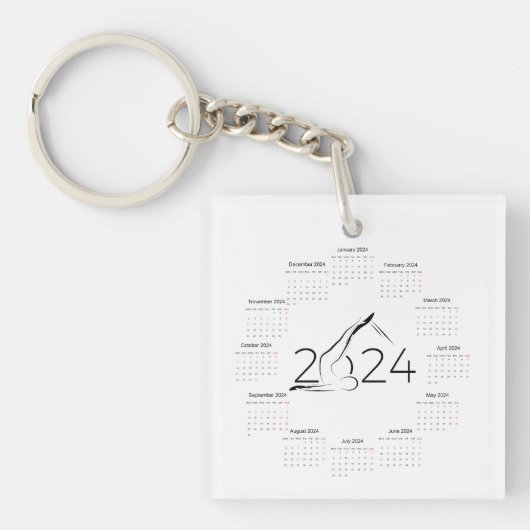 Kalender 2024 voor Pilates instructeur Sleutelhanger (voorkant)
