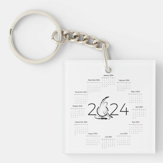 Kalender 2024 voor Pilates instructeur Sleutelhanger (voorkant)