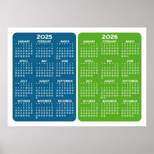Kalender 2025 2026 - Basic Minimaal 2 jaar Poster (Voorkant)