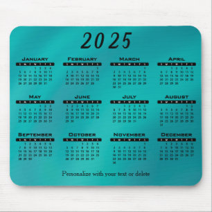Kalender 2025 Blauwgroen - Jaar Muismat