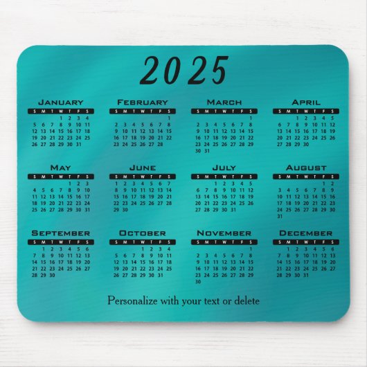 Kalender 2025 Blauwgroen - Jaar Muismat (Voorkant)