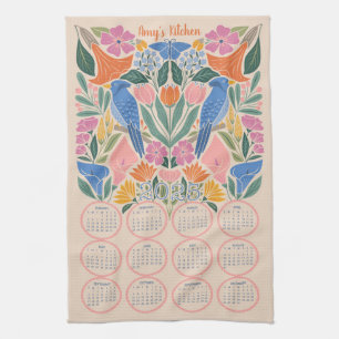 Kalender 2025 - Blue Jay en Blooms Theedoek