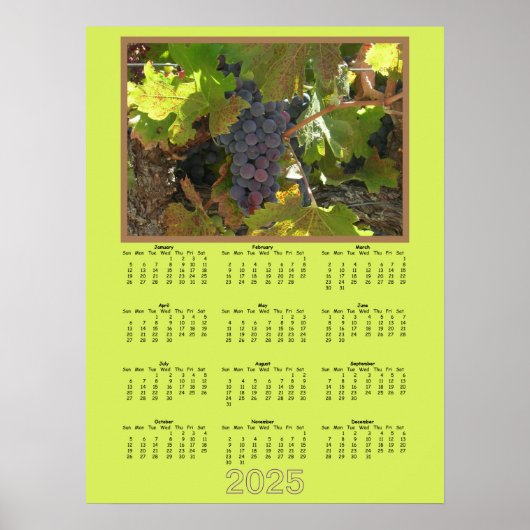 Kalender - 2025 Druiven aan de wijnstok Poster (Voorkant)