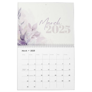 Kalender 2025 Floral Paarse Waterverf