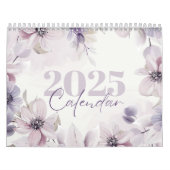 Kalender 2025 Floral Paarse Waterverf (Hoes)