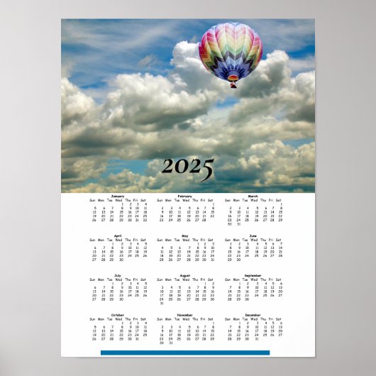 Kalender 2025 - Hete luchtballon in wolken Poster (Voorkant)
