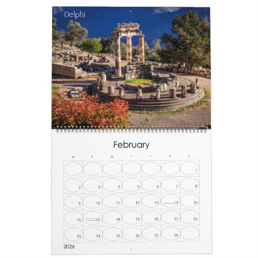 Kalender 2025 jaar met foto van Griekenland Kalend (Feb 2026)