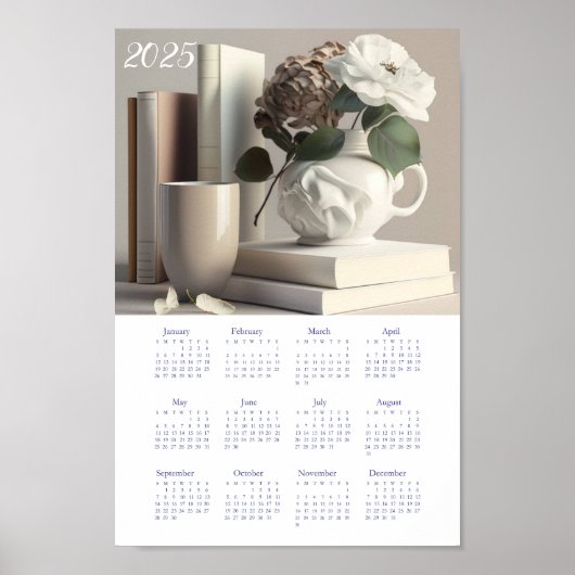  kalender 2025. Koffiebloemen Boeken Poster (Voorkant)