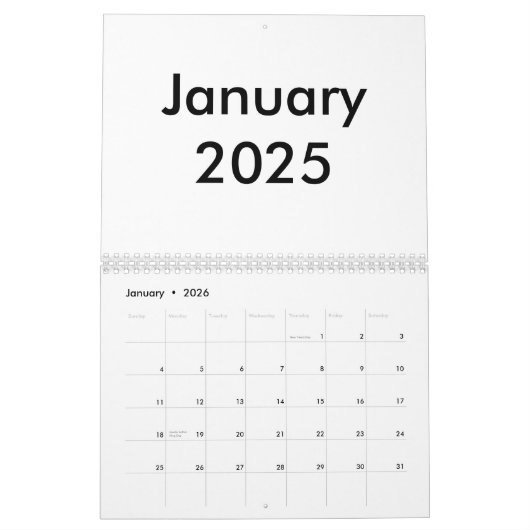 Kalender 2025 leeg met maanden (Jan 2026)
