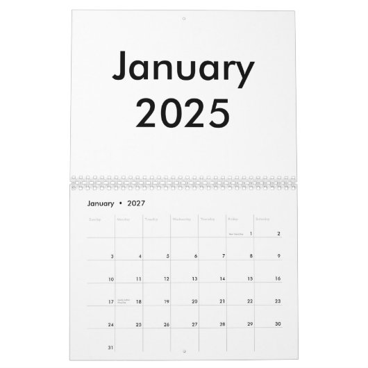 Kalender 2025 leeg met maanden (Jan 2027)