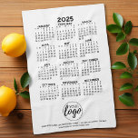 Kalender 2025 - logo, zakelijke promo theedoek<br><div class="desc">Een logo op deze kalender voor 2025 - met ruimte om een paar regels tekst toe te voegen. Een leuk item voor het nieuwe jaar te gebruiken als een bedrijf giveaway. Voeg een logo toe aan dit ontwerp.</div>