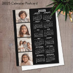 Kalender 2025 met 4 fotocollage briefkaart<br><div class="desc">Een fotocollage met een kalender. Een leuk object voor het nieuwjaar. Voeg 4 vierkante foto's aan dit ontwerp toe. Met een klein beetje werk,  kunt u de achtergrondkleur en de kalenderkleur veranderen wanneer u op de aanpassingsoptie klikt en verschillende kleuren kiest.</div>