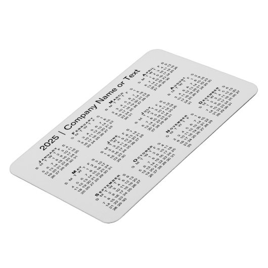 Kalender 2025 met aangepaste tekst grijs magneet (Linkerzijde)