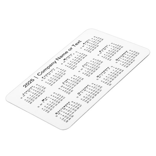 Kalender 2025 met aangepaste tekst wit magneet (Linkerzijde)
