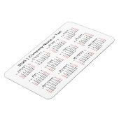 Kalender 2025 met aangepaste tekst zwart rood wit magneet (Linkerzijde)