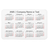 Kalender 2025 met aangepaste tekst zwart rood wit magneet (Horizontaal)