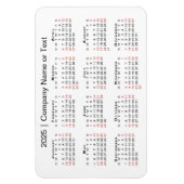 Kalender 2025 met aangepaste tekst zwart rood wit magneet (Verticaal)