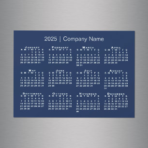 Kalender 2025 met bedrijfsnaam Navy Blue Magnet