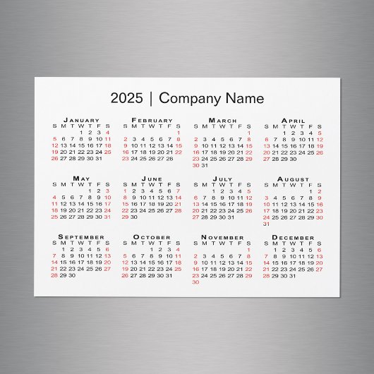 Kalender 2025 met bedrijfsnaam White Magnet