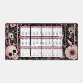 Kalender 2025 met bloemen en schedels bureaumat (Voorkant)