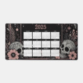 Kalender 2025 met bloemen en schedels bureaumat (Voorkant)