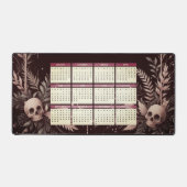 Kalender 2025 met bloemen en schedels bureaumat (Voorkant)