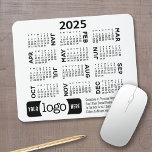 Kalender 2025 met logo, Contact Informatie Wit Muismat<br><div class="desc">Voeg een logo met een kalender en ruimte van 2025 toe om een paar regels tekst toe te voegen. De kalender staat boven uw bedrijfsbranding. —U kunt kleuren in het geavanceerde ontwerpgebied veranderen— Een leuk punt voor het nieuwe jaar om als bedrijfgiveaway te gebruiken. U kunt kleuren wijzigen in het...</div>