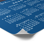 Kalender 2025 met uw foto en naam op blauw poster (Hoek)