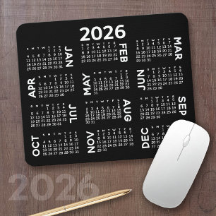Kalender 2025 - modern zwart-wit eenvoudig muismat