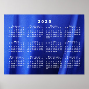 Kalender 2025 op Blauw Abstract Fotosjabloon Poster