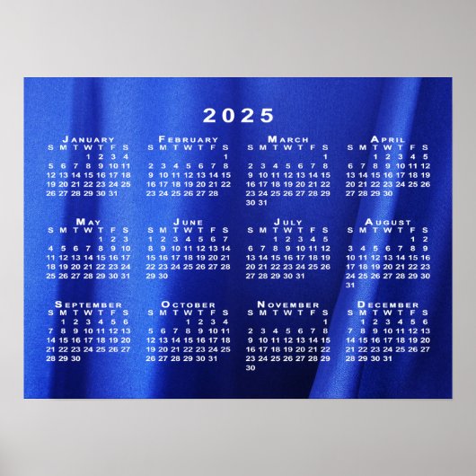 Kalender 2025 op Blauw Abstract Fotosjabloon Poster (Voorkant)