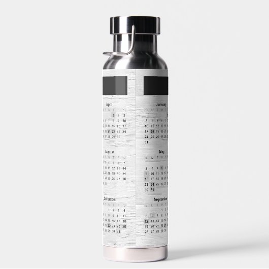 Kalender 2025 op witte berk waterfles (Rechts)