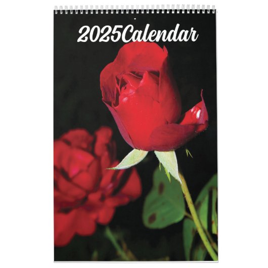 Kalender 2025 rode bloemen (Hoes)
