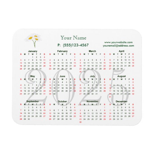 Kalender 2025 voor zakelijke magneet (Horizontaal)