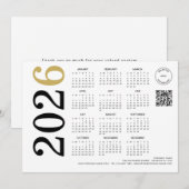 Kalender 2026 Bedrijf Logo QR Code Gelukkig Nieuwj Feestdagenkaart (Voorkant / Achterkant)