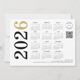 Kalender 2026 Bedrijf Logo QR Code Gelukkig Nieuwj Feestdagenkaart