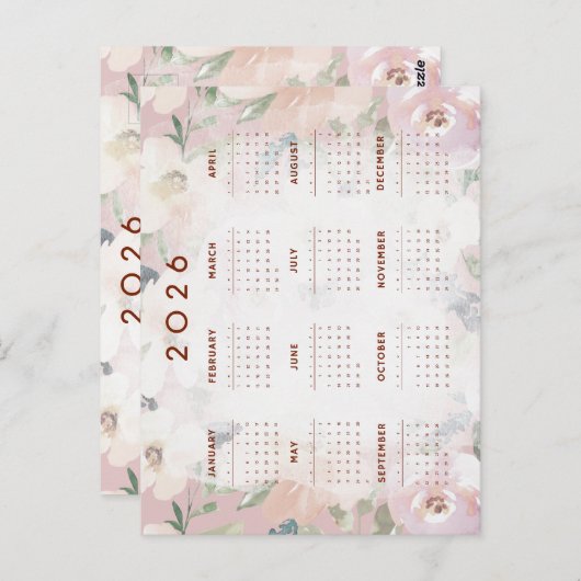 Kalender 2026 briefkaart (Voorkant / Achterkant)